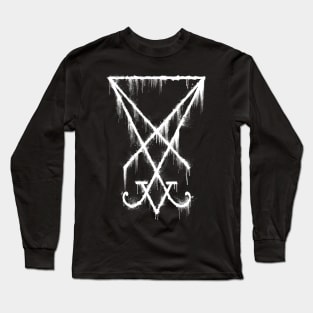 Lucifer Sigil - The Devil's Symbol White Grunge Long Sleeve T-Shirt